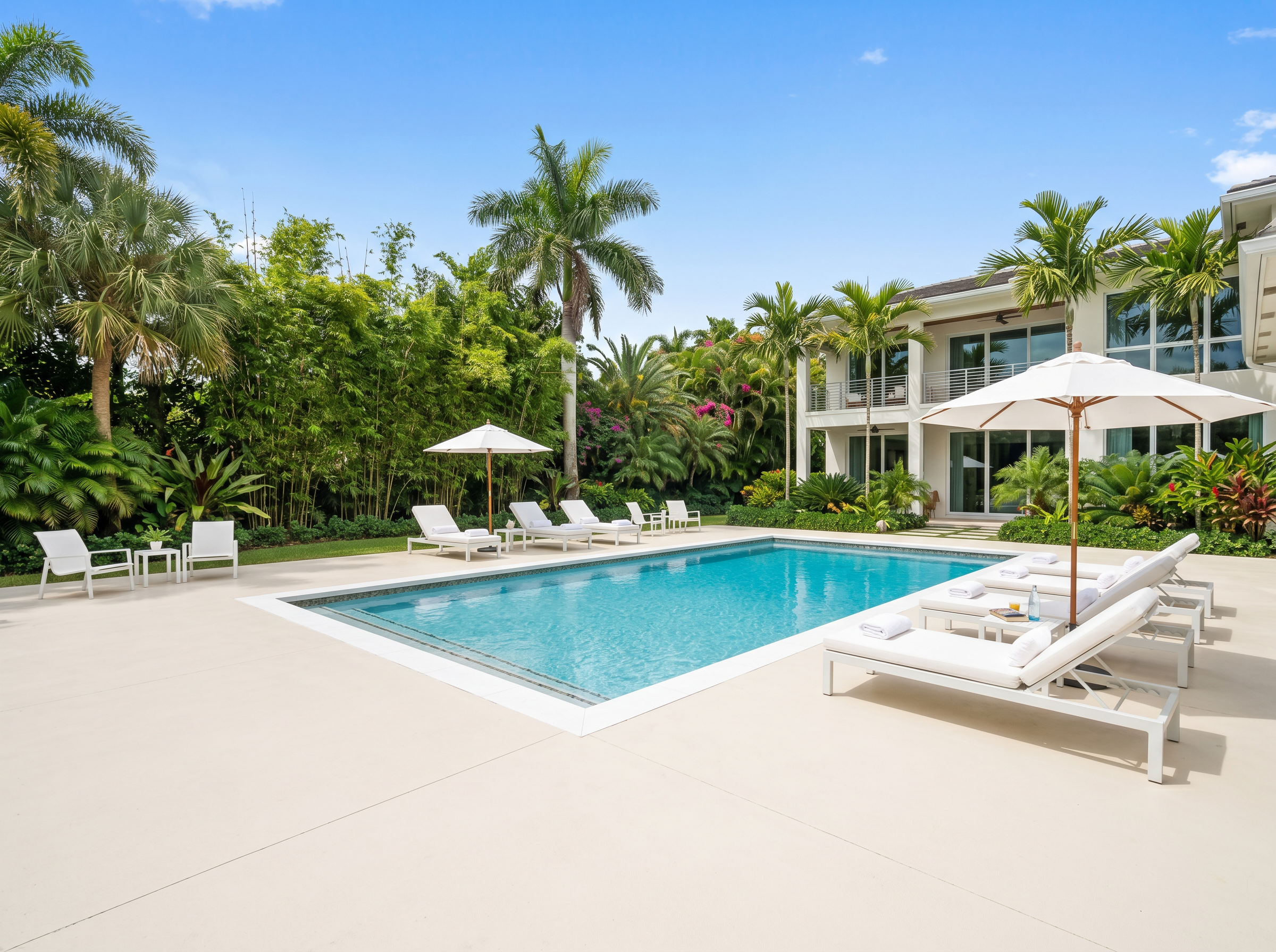 Smooth concrete pool deck at a South Florida residence