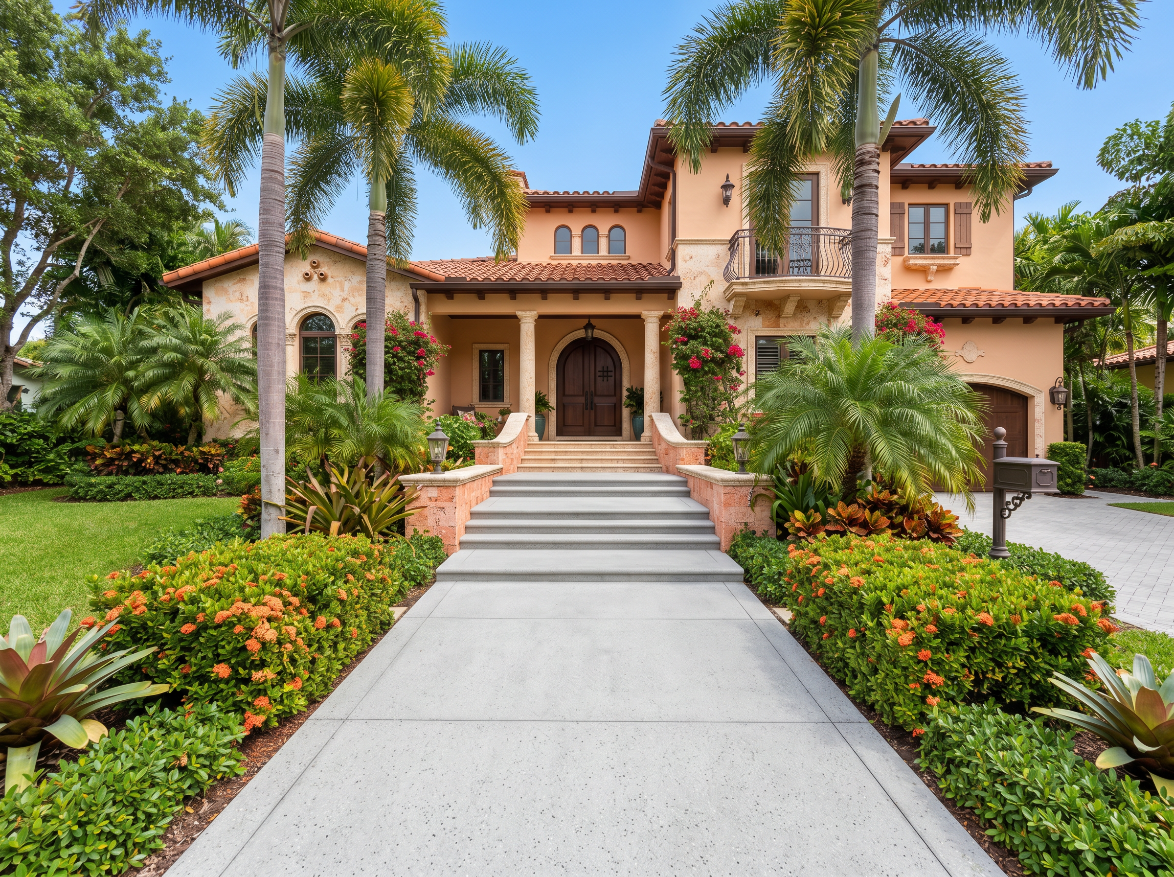 Concrete entry steps and walkway at a South Florida home